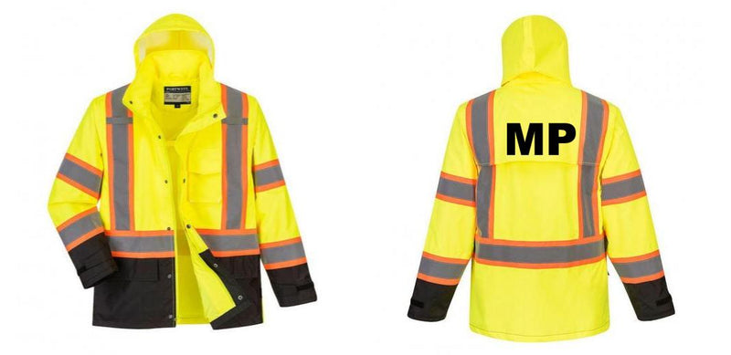Custom Hi-Vis Rain Jacket with Reflective Tape