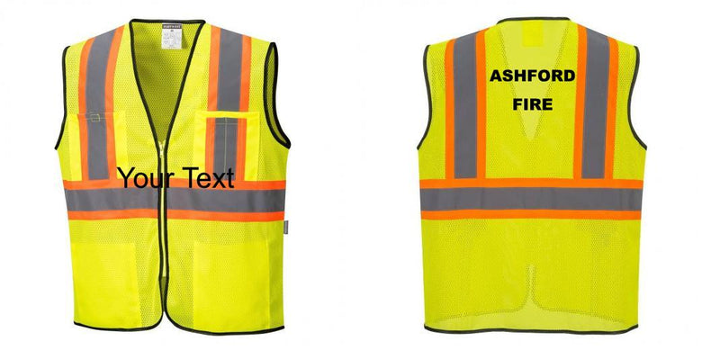 Custom Yellow Mesh Class 2 Reflective Safety Vest with Pockets