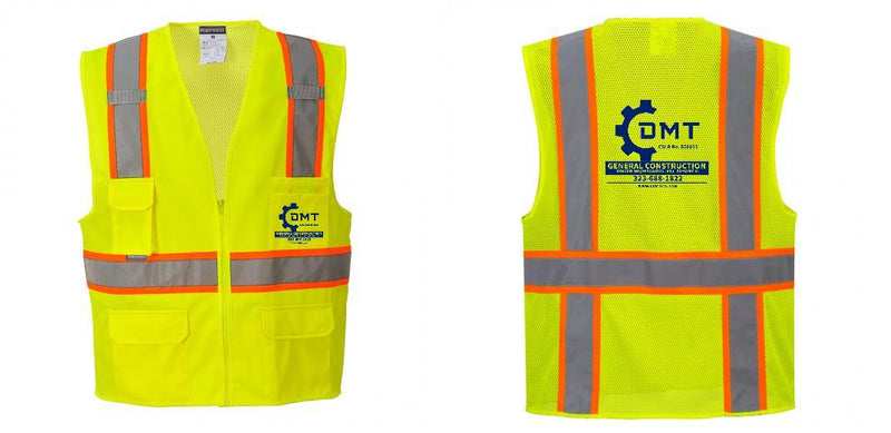 Custom Yellow Class 2 Safety Vest with Cooling Mesh Back