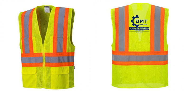 Custom Contrast High Visibility Full Mesh Yellow Safety Vest