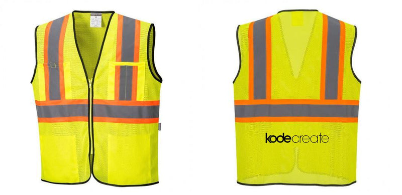 Custom Yellow Mesh Class 2 Reflective Safety Vest with Pockets