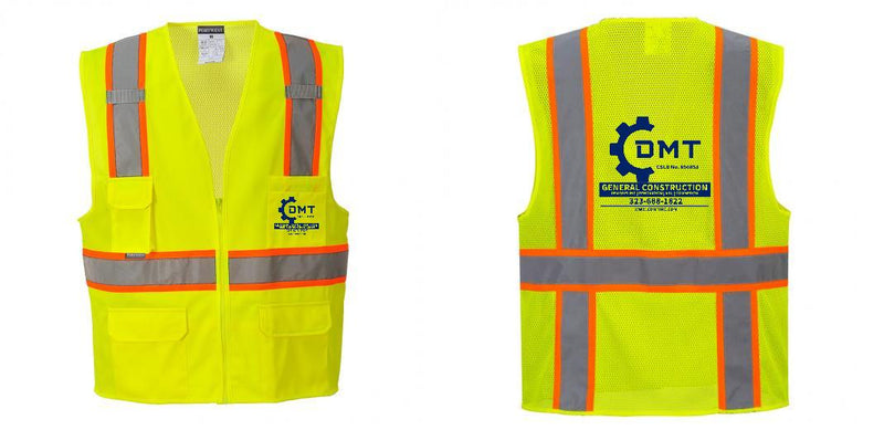Custom Yellow Class 2 Safety Vest with Cooling Mesh Back