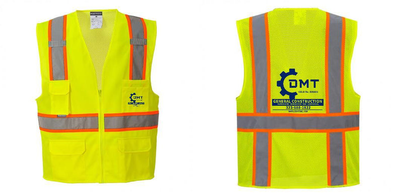 Custom Yellow Class 2 Safety Vest with Cooling Mesh Back