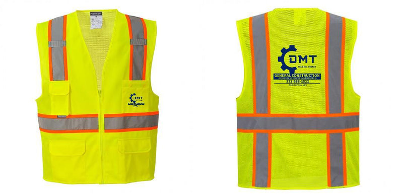 Custom Yellow Class 2 Safety Vest with Cooling Mesh Back