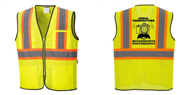 Custom Yellow Mesh Class 2 Reflective Safety Vest with Pockets