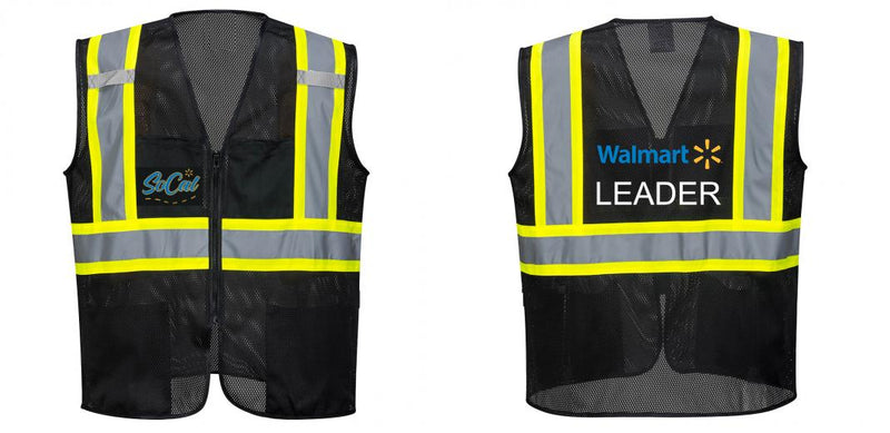 Custom Black Safety Vest Reflective High Visibility with Pockets