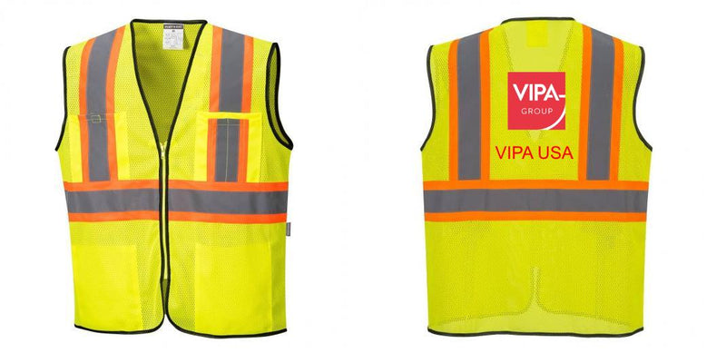 Custom Yellow Mesh Class 2 Reflective Safety Vest with Pockets