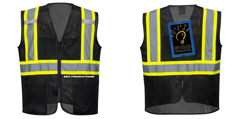 Custom Black Safety Vest Reflective High Visibility with Pockets