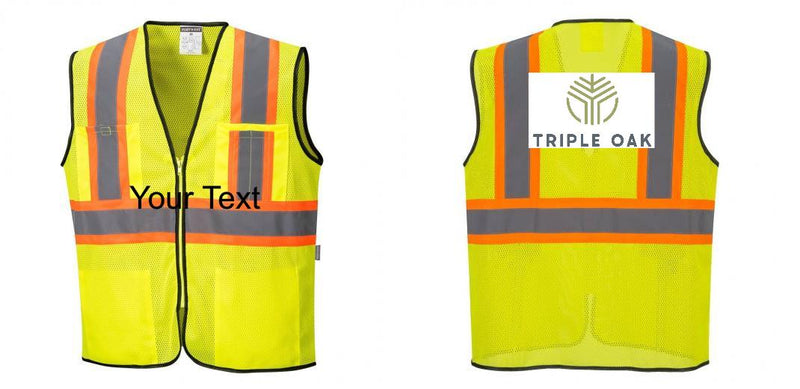 Custom Yellow Mesh Class 2 Reflective Safety Vest with Pockets