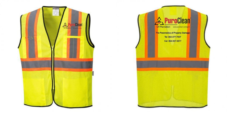 Custom Yellow Mesh Class 2 Reflective Safety Vest with Pockets