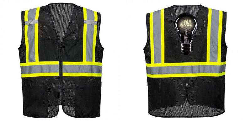 Custom Black Safety Vest Reflective High Visibility with Pockets