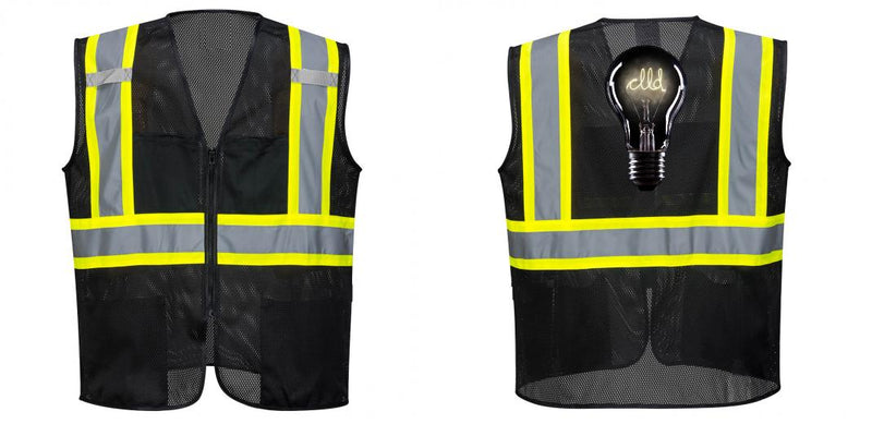 Custom Black Safety Vest Reflective High Visibility with Pockets