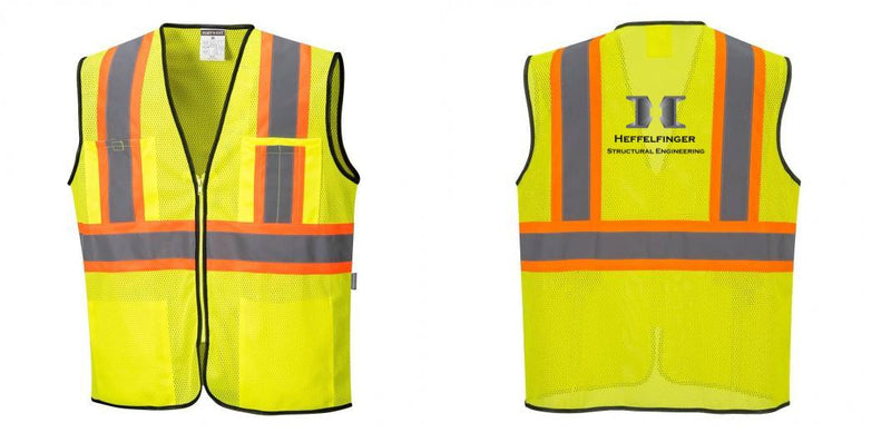 Custom Yellow Mesh Class 2 Reflective Safety Vest with Pockets
