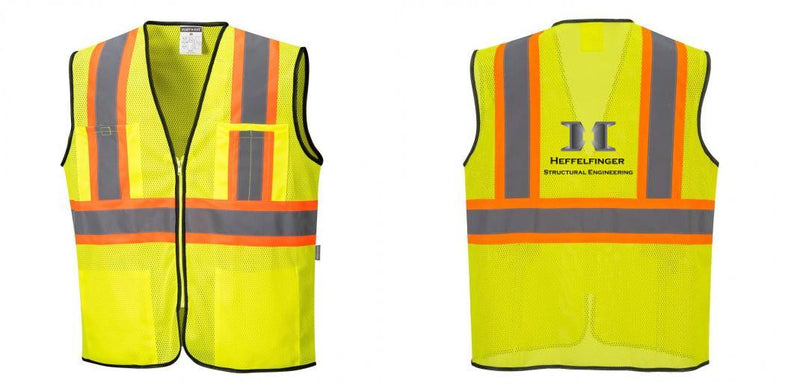 Custom Yellow Mesh Class 2 Reflective Safety Vest with Pockets