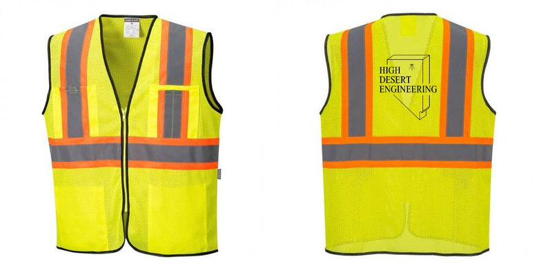 Custom Yellow Mesh Class 2 Reflective Safety Vest with Pockets