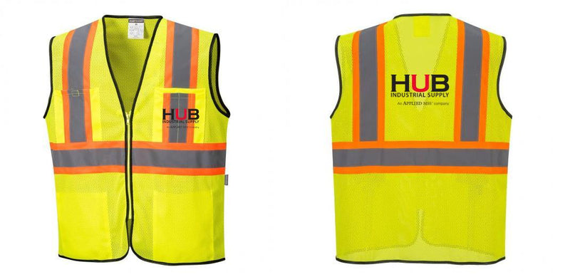 Custom Yellow Mesh Class 2 Reflective Safety Vest with Pockets
