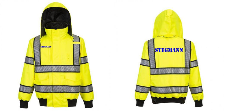 Custom Hi Vis Reversible Bomber Jacket with Reflective Segmented Tape