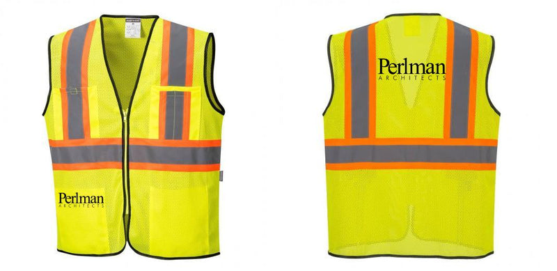 Custom Yellow Mesh Class 2 Reflective Safety Vest with Pockets