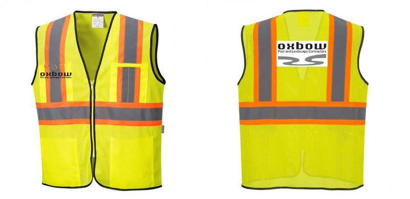 Custom Yellow Mesh Class 2 Reflective Safety Vest with Pockets