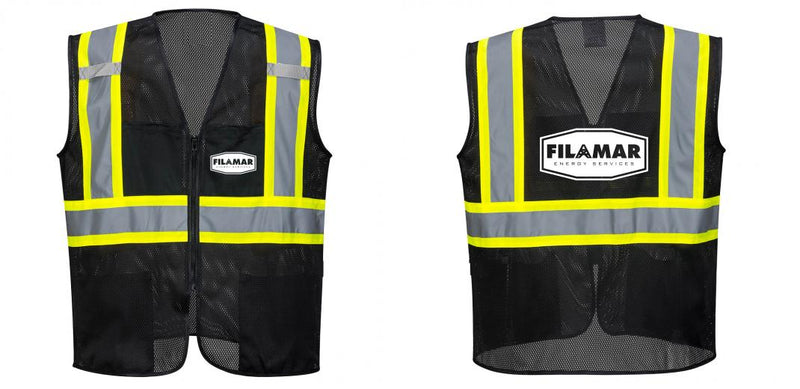 Custom Black Safety Vest Reflective High Visibility with Pockets