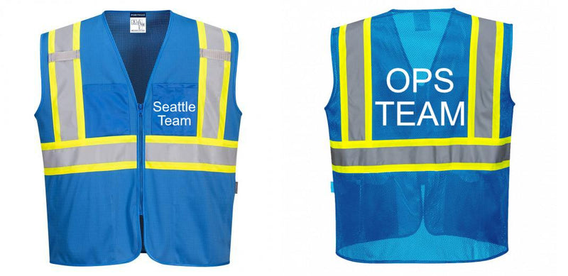 Custom Royal Blue Safety Vest Reflective High Visibility with Pockets