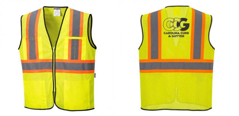 Custom Yellow Mesh Class 2 Reflective Safety Vest with Pockets