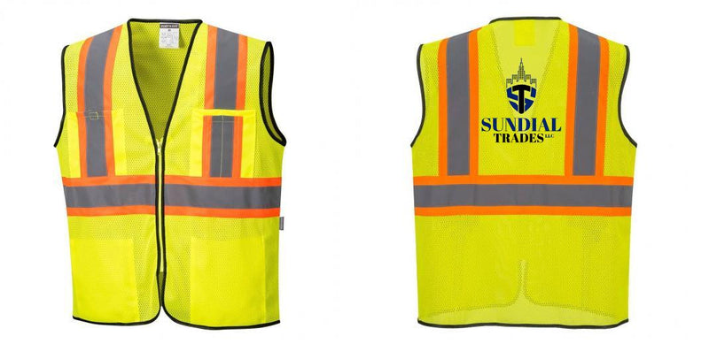 Custom Yellow Mesh Class 2 Reflective Safety Vest with Pockets