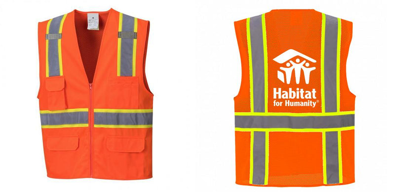 Custom Orange Class 2 Safety Vest with Cooling Mesh Back