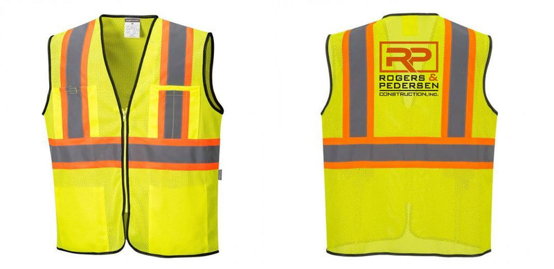 Custom Yellow Mesh Class 2 Reflective Safety Vest with Pockets