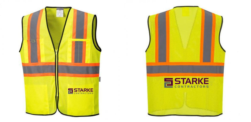 Custom Yellow Mesh Class 2 Reflective Safety Vest with Pockets