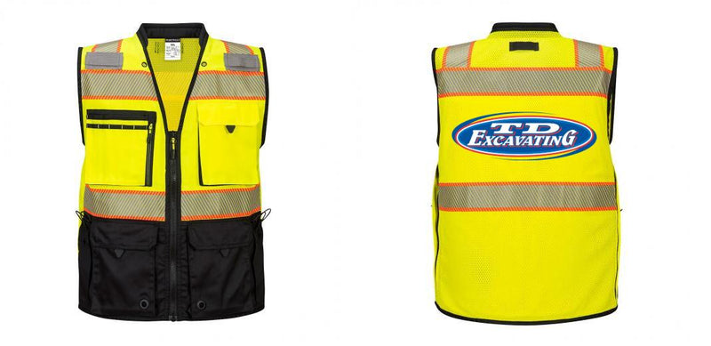 Custom Premium Two-toned Surveyor Safety Vest with Segmented Tape