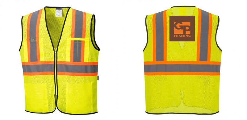 Custom Yellow Mesh Class 2 Reflective Safety Vest with Pockets