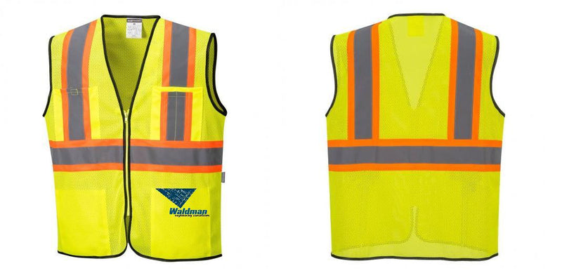 Custom Yellow Mesh Class 2 Reflective Safety Vest with Pockets