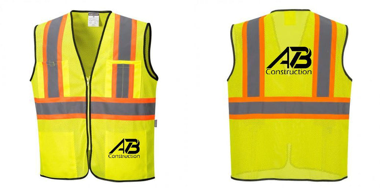 Custom Yellow Mesh Class 2 Reflective Safety Vest with Pockets