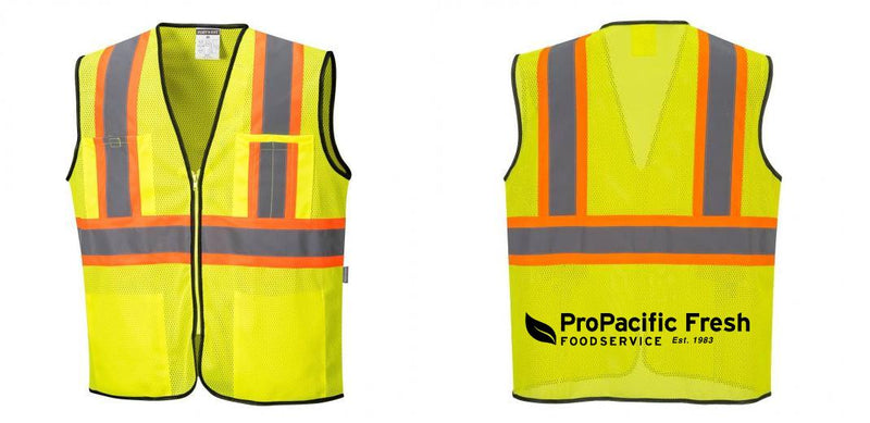 Custom Yellow Mesh Class 2 Reflective Safety Vest with Pockets