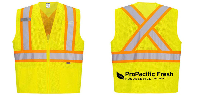 Custom X-Back YELLOW Mesh Contrast Tape Vest