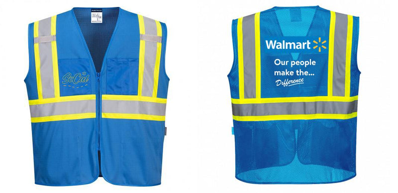 Custom Royal Blue Safety Vest Reflective High Visibility with Pockets