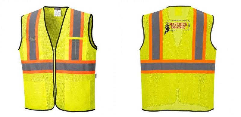 Custom Yellow Mesh Class 2 Reflective Safety Vest with Pockets