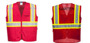 Custom RED Safety Vest Reflective High Visibility with Pockets