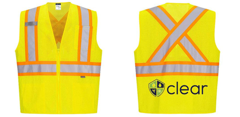 Custom X-Back YELLOW Mesh Contrast Tape Vest