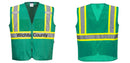 Custom Green Safety Vest Reflective High Visibility with Pockets