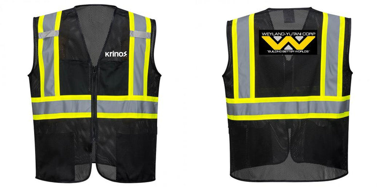 Custom Black Safety Vest Reflective High Visibility with Pockets