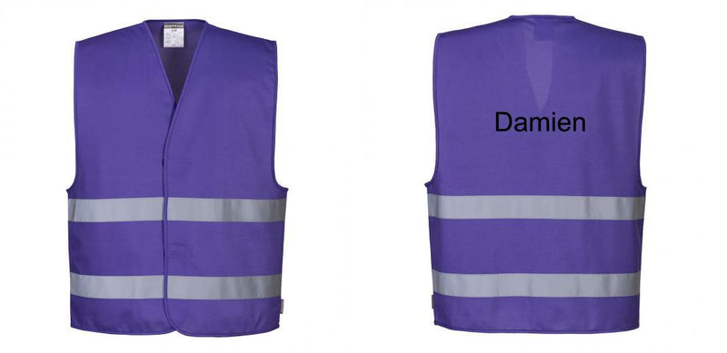 Custom PURPLE Work and Event Style Safety Reflective Vest
