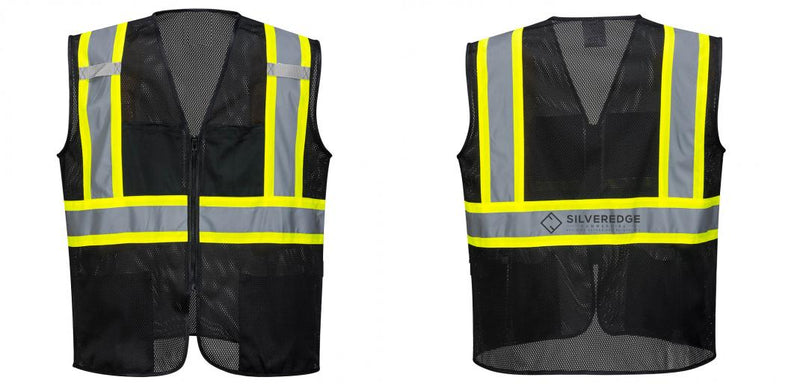 Custom Black Safety Vest Reflective High Visibility with Pockets