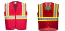 Custom RED Safety Vest Reflective High Visibility with Pockets