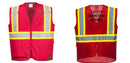 Custom RED Safety Vest Reflective High Visibility with Pockets