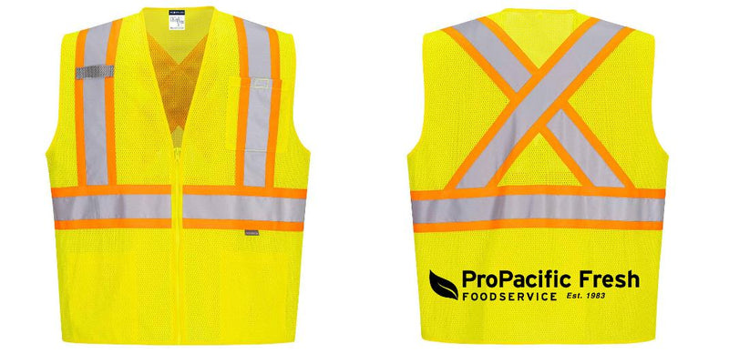 Custom X-Back YELLOW Mesh Contrast Tape Vest