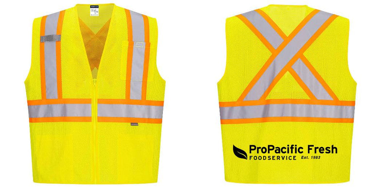Custom X-Back YELLOW Mesh Contrast Tape Vest