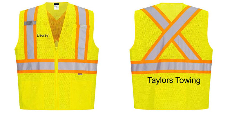 Custom X-Back YELLOW Mesh Contrast Tape Vest