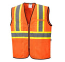 Custom Orange Mesh Class 2 Reflective Safety Vest with Pockets Hi Vis